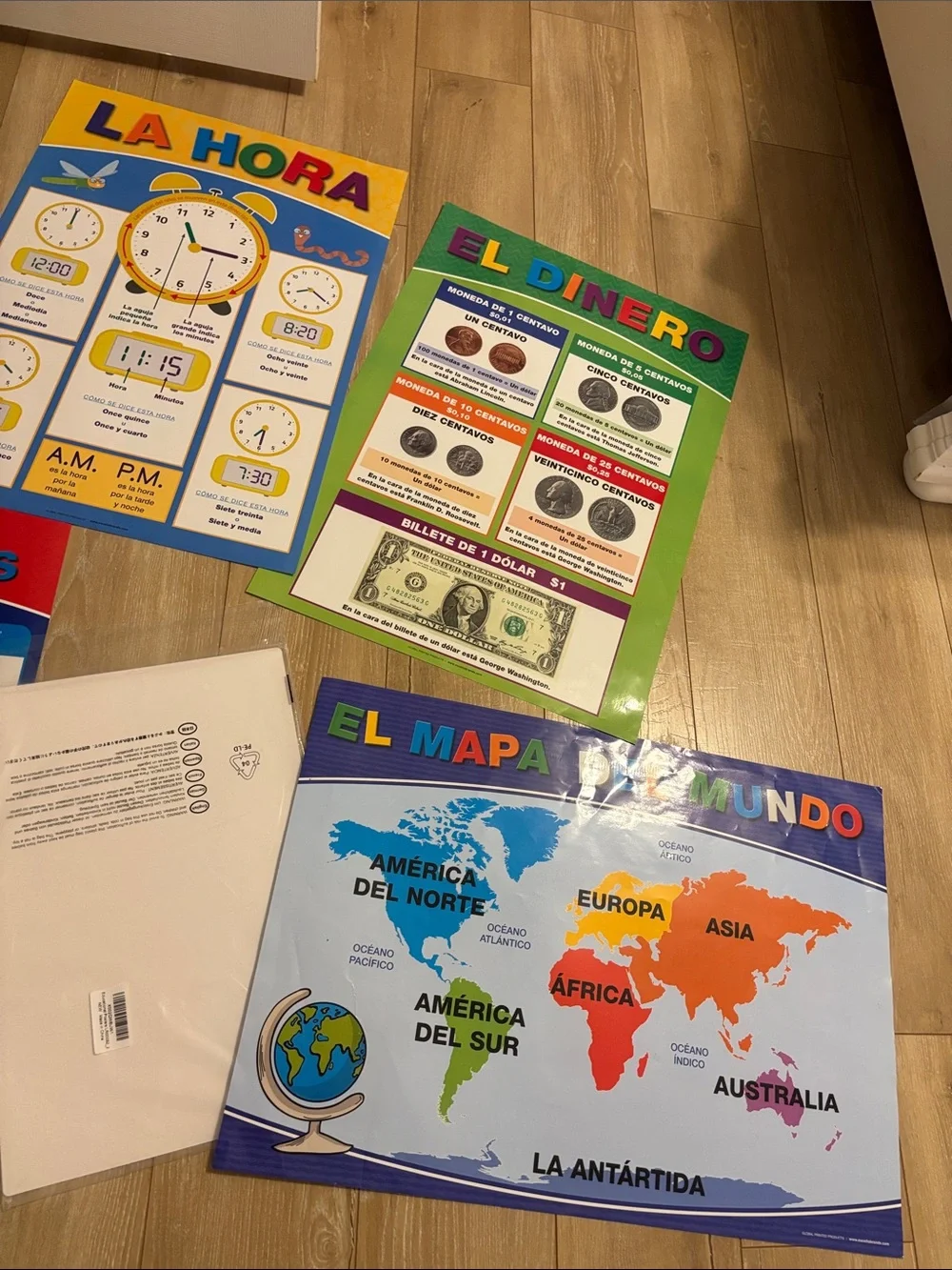 Kids Double sided educational posters  Time, Money & Math Learning Posters